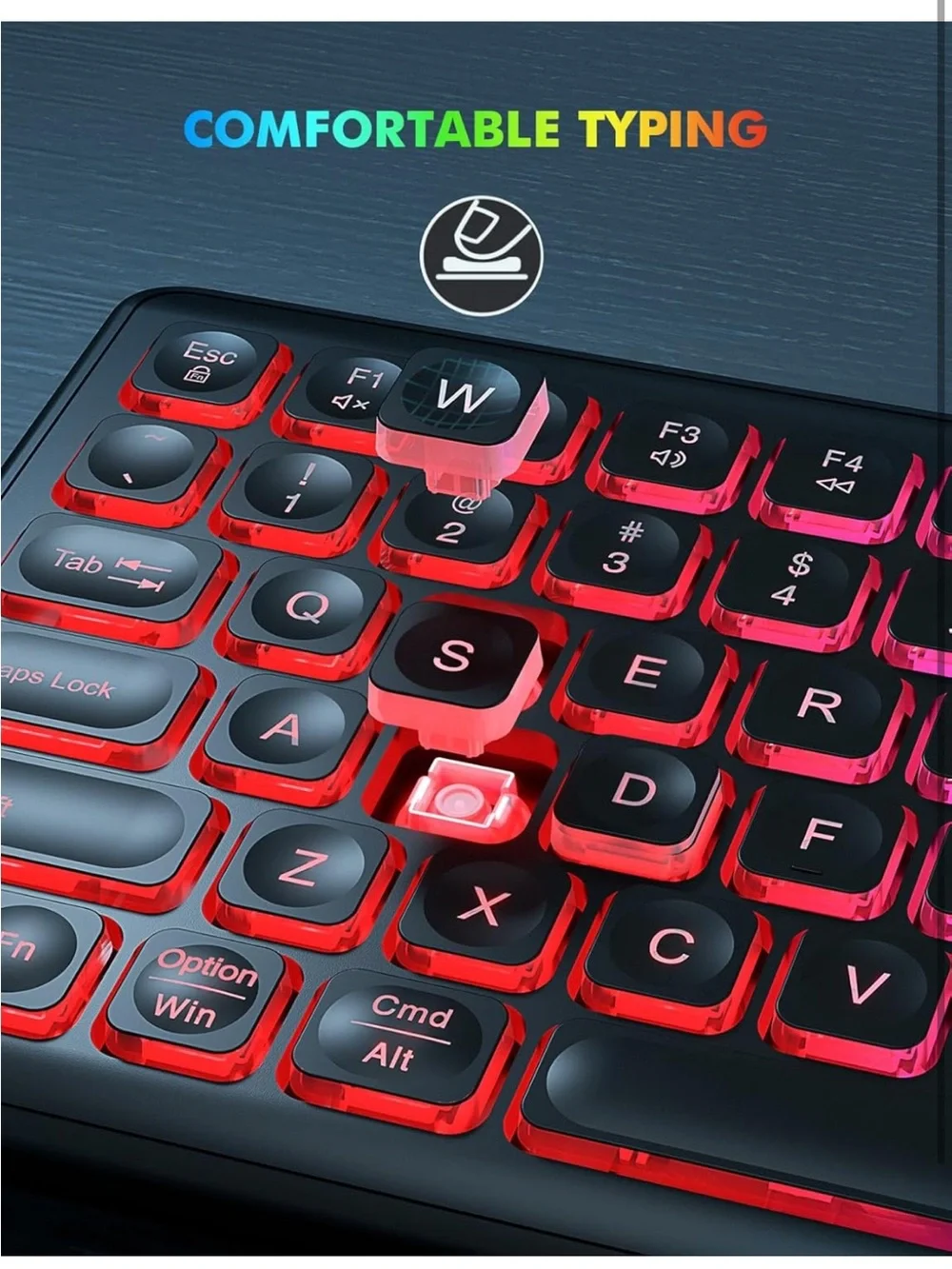 RGB Backlit Wireless Keyboard and Mouse Set - Multicolor Backlit